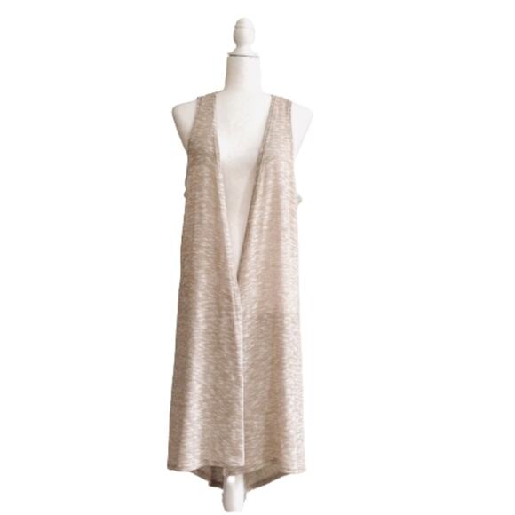 Simply Lara Duster Kimono Lace Detail Open Front Sleeveless Neutral Beige XL NEW - Picture 4 of 12